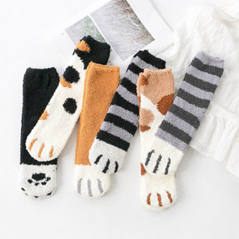 SVOKOR coton chaussettes hiver drôle impression chat patte chaussettes chaudes Kawaii mignon décontracté heureux créateur de mode chaussettes pour hommes femmes ► Photo 1/6