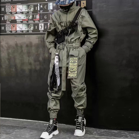 LACIBLE – combinaisons Streetwear pour hommes, pantalon Cargo brodé avec ruban, style Hip Hop à manches longues, joggeurs Techwear, 2022 ► Photo 1/6