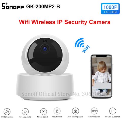 SONOFF GK-200MP2-B 1080P HD Mini Wifi caméra intelligente sans fil IP caméra 360 IR Vision nocturne bébé moniteur caméras de Surveillance ► Photo 1/6
