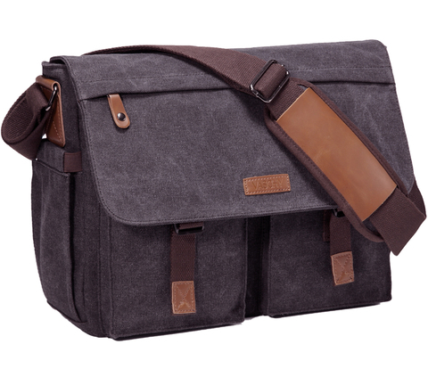 VASCHY – sac Vintage étanche pour hommes, sac de 14 pouces porte-documents en toile, ordinateur portable Messenger ► Photo 1/6