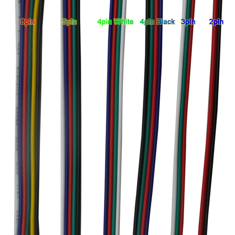 5 ~ 100 mètres 2pin 3pin 4pin 5Pin 6pin 22 AWG Extension câble électrique connecteur de Led pour 5050 WS2812 RGBW rvb CCT LED Stirp ► Photo 1/6