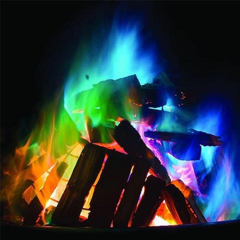Feu magique flammes colorées poudre Bonfire Sachets pyrotechnie tour de magie fête de famille Camping en plein air randonnée outils de survie ► Photo 1/6