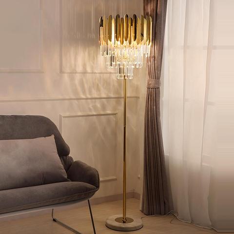 Led e14 Postmodern Art déco en acier inoxydable cristal marbre doré lampe à LED lumière LED lampadaire LED lampadaire pour chambre à coucher ► Photo 1/6