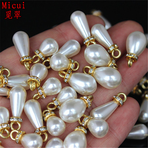 Perles blanches à coudre, 20 pièces, 8x10/10x14mm, en forme de goutte d'eau, pour décoration de Bracelet, pendentif, DIY, fabrication de bijoux, MC4 ► Photo 1/6