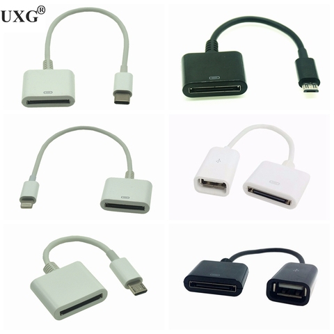 Dock 30Pin femelle à USB-C USB 3.1 Micro USB foudre 8pin Type C mâle court câble de charge pour Huawei Xiaomi Mac Onplus 10cm ► Photo 1/6