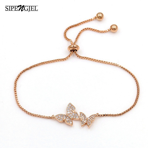 Minuscule à la mode cubique zircon cristal chaud papillon Bracelet 3 couleur petit insecte réglable Bracelet pour les femmes bijoux 2022 ► Photo 1/6