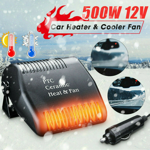Ventilateur de voiture Portable 500W 12V, refroidisseur, sécheur, désembueur, sortie vent froid/chaud, Auto ► Photo 1/6