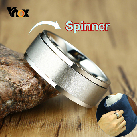 Vnox – bague Spinner 6/8mm pour hommes, accessoire de libération du Stress, bracelet de mariage classique en acier inoxydable, bijoux de Sport décontractés ► Photo 1/6