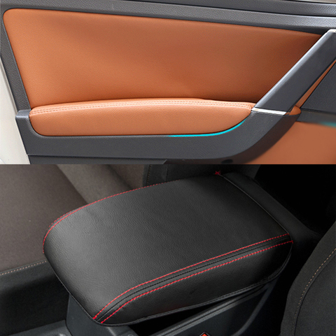 Couverture en cuir d'accoudoir de porte de voiture de conduite à droite pour VW Golf 7 2014 2015 2016 garniture de protection de panneau d'accoudoir central de porte ► Photo 1/5