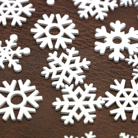 Flocons de neige en bois en forme de mélange blanc, 50 pièces, pendentifs décoratifs de noël et nouvel an pour la maison ► Photo 1/6