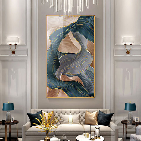 Nordique toile peinture moderne abstraite luxe ruban affiches imprime des photos murales pour salon chambre décor or Art affiche ► Photo 1/6