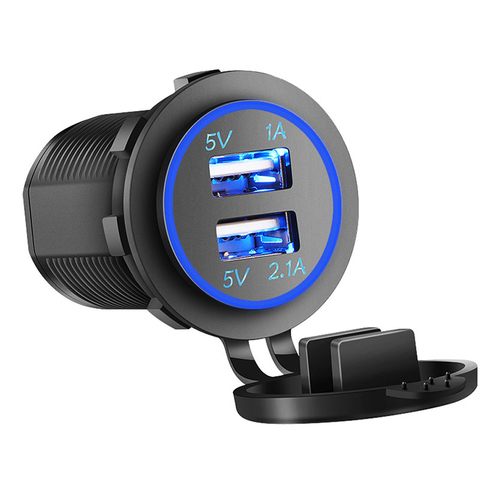 Chargeur universel double USB pour voiture et moto, lumière LED, prise d'alimentation 2,1a, pour véhicule, camion, bateau, ATV ► Photo 1/6