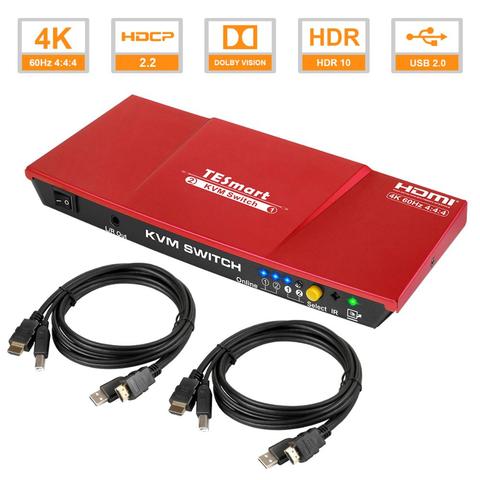 TESmart – commutateur KVM HDMI 4K @ 60Hz Ultra HD 2x1, périphériques USB 2.0 avec câble KVM ► Photo 1/6