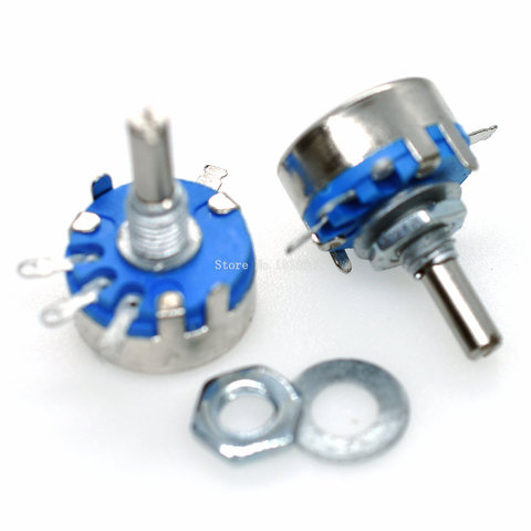 2 pièces WH5-1A 470R 1K 10K 47K 4K7 100K 470K 220K 1K5 22K 1M ohm 3-bornes arbre rond rotatif cône carbone potentiomètre WH5 ► Photo 1/3