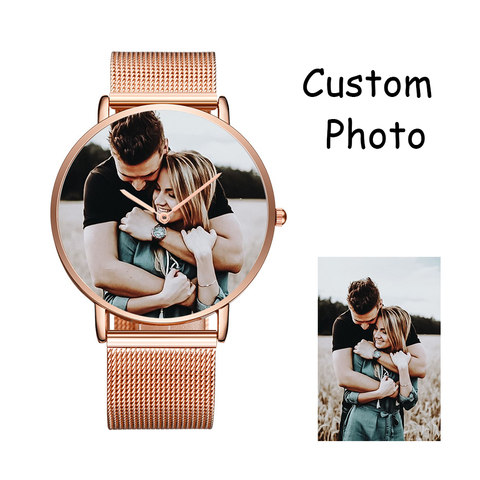 CL014 marque privée hommes femmes montre en acier inoxydable personnalisé votre propre Logo montre tendance Design Relogio imprimer photo Couple montre ► Photo 1/6