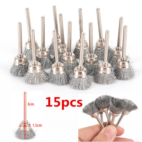 Brosses métalliques de 15 pouces, pour enlever la rouille, roues en fil d'acier avec tige, roues plates en fil de cuivre, jeu de brosses de polissage ► Photo 1/6