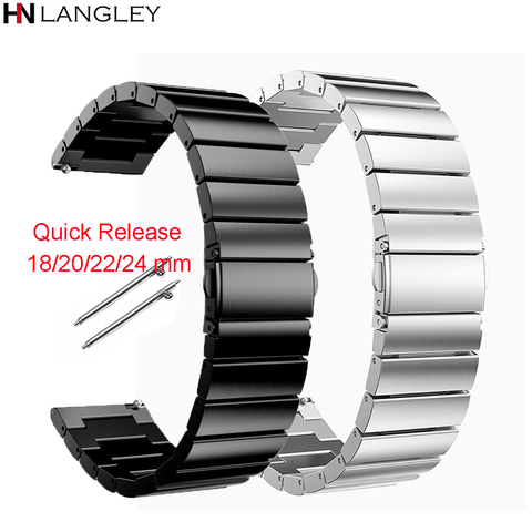 Bracelet de montre en acier inoxydable pour Samsung S3 Galaxy Watch3 41mm 45mm remplacement montre intelligente lien Bracelet 18/20/22/24mm ► Photo 1/6