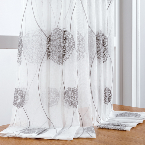 Rideaux en Tulle brodé fenêtre pour salon chambre moderne rideaux transparents floraux pour fenêtre de cuisine criblage rideaux de Voile ► Photo 1/6