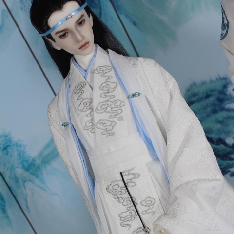 Costume chinois pour poupée, blanc, 70cm 1/3, BJD, pour homme et garçon ► Photo 1/6