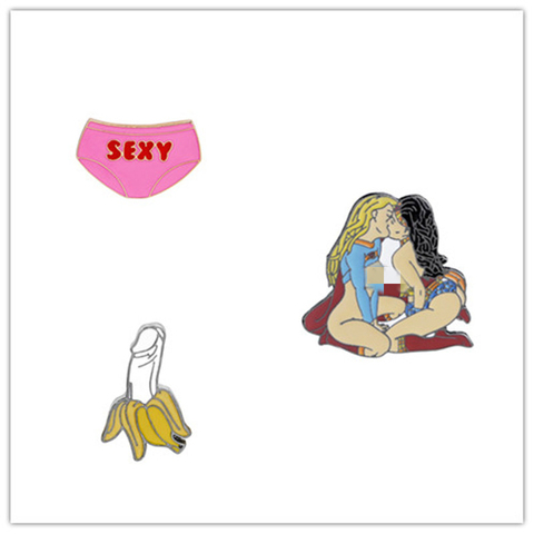 Sexy banane émail broche dessin animé broches bouton Badge cadeau pour amis épinglette boucle Gay drôle bijoux vêtements jean casquette sac ► Photo 1/6