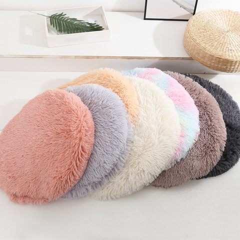 Tapis de lit rond en peluche pour animaux de compagnie, Long, doux et moelleux, coussin pour chats, couverture de lit pour petits, moyens et grands chiens, fournitures de couchage pour chats ► Photo 1/6