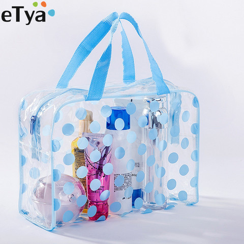 Sac à cosmétiques à pois pour femmes, sac de voyage Transparent en PVC imperméable, sacoches de maquillage, pochette de lavage, trousse de toilette, fourre-tout ► Photo 1/6