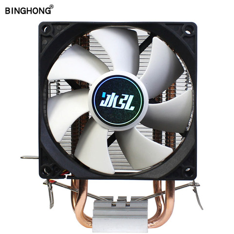 Ventilateur Refroidisseur De Processeur Pc Système De Refroidissement 3Pin 2 Tube De Cuivre 90mm LED ventilateurs POUR LGA 775 1150 1151 1155 1156 1356 1366 et AM2 AM3 FM2 ► Photo 1/6