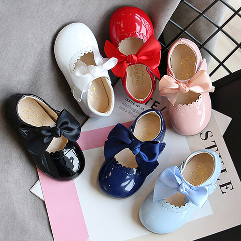 Bébé filles chaussures en cuir verni Princes chaussures grand arc Mary Janes chaussures de fête pour enfants robe chaussure 2022 automne printemps enfant bébé ► Photo 1/6