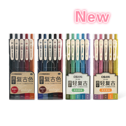 Stylo Gel Vintage lisse, 10 couleurs différentes, style rétro, 0.5mm, fournitures d'écriture pour étudiants, papeterie DS-099 ► Photo 1/6