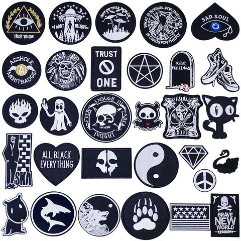 Badges en fer noir foncé pour couture, vêtements de couture, costumes de veste, pantalon, T-shirt, pantalon, vêtements d'ornement ► Photo 1/6