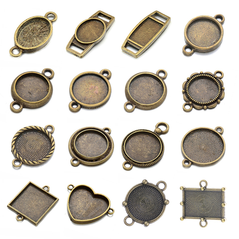 10 pièces/lot breloques en métal connecteur Cabochon ébauches réglage pour collier pendentif Bracelet bricolage fabrication de bijoux résultats accessoires ► Photo 1/1