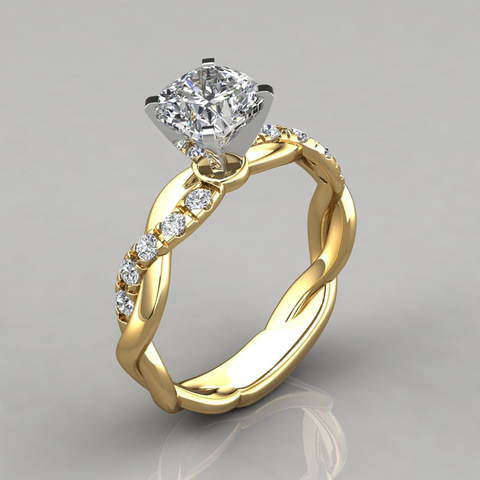 Bagues de fiançailles pour femmes, classiques, en Zircon cubique blanc, strass, bague de mariage, bijoux CZ ► Photo 1/5