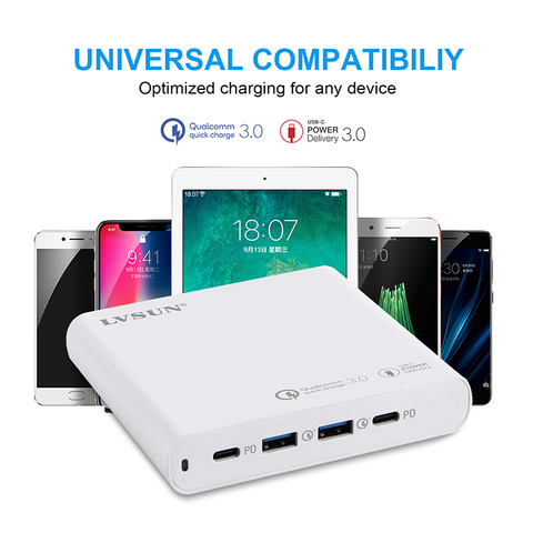 LVSUN 96W 87W chargeur universel d'ordinateur portable QC3.0 type-c PD3.0 USB c pour Macbook Samsung HP Lenovo Xiaomi adaptateur 5-20V 12V 18V 20V ► Photo 1/6