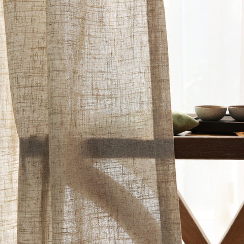Lin moderne semi-ombrage ramie rideau Style chinois nordique chanvre fil couleur pure coton lin rideau personnalisé gaze rideau fil ► Photo 1/6