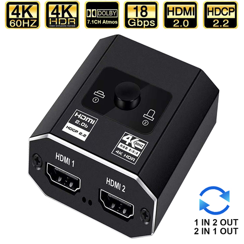 Commutateur HDMI 4K bidirection 2022, meilleur adaptateur 1x2/2x1, 2 en 1, convertisseur de sortie pour PS4, PS5, boîtier TV, séparateur HDMI, 2.0 ► Photo 1/6