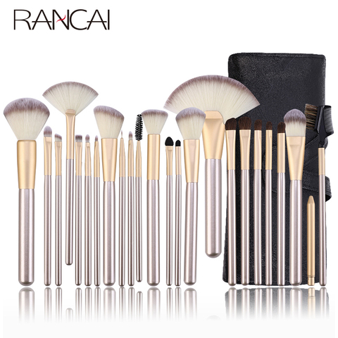 RANCAI professionnel pinceaux de maquillage ensemble 12/18/24 pièces doux cosmétique fond de teint poudre Blush Eyeliner brosse avec sac ► Photo 1/6