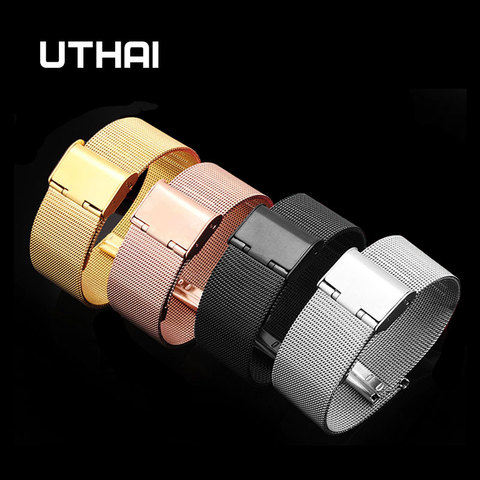 UTHAI-Bracelet de montre universel milanais, S02, 8-24mm, Bracelet de rechange en argent, en acier inoxydable, 20mm, Bracelet de montre ► Photo 1/6
