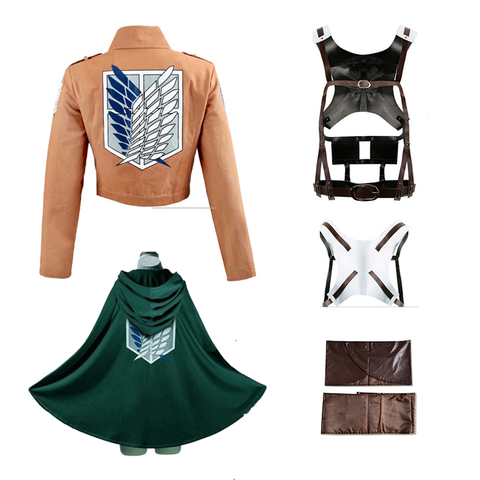 Attaque sur Titan Shingeki no Kyojin Cosplay ensemble de Costumes Recon Corps short en cuir harnais ceinture tablier jupe Scouting légion Cape ► Photo 1/6