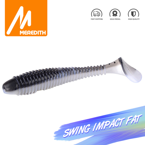 MEREDITH Swing Impact gros leurres de pêche 75mm 85mm 180mm souple en caoutchouc leurre Vibration queue Wobblers engins de pêche en Silicone appât brochet ► Photo 1/6