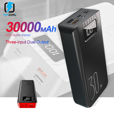 Batterie externe 30000 mAh TypeC Micro USB C Powerbank affichage de LED chargeur de batterie externe Portable 30000 mAh pour tablette de téléphone ► Photo 1/6