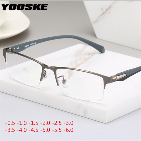 YOOSKE-lunettes de myopie, monture de lunettes pour femmes, hommes et hommes étudiant en métal à vision courte, monture terminée-1-2 -2 -2 -2-1.5-4 -5-2.5-6 ► Photo 1/6