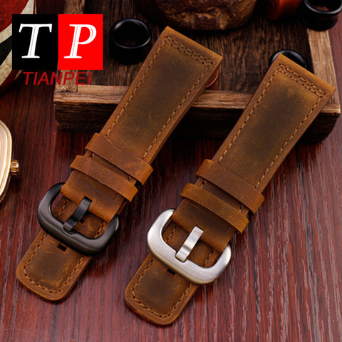 Haute qualité bracelet en cuir véritable 28mm mâle montre bracelet de remplacement pour P1p2bq1q3v1/01 givré fou peau de cheval simple sangle ► Photo 1/6
