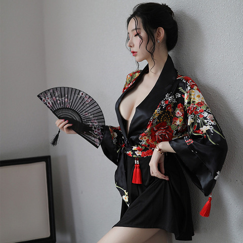 Yukata Haori femmes Kimono japonais 2 pièces chemise jupe ensembles Cardigan samouraï Costume Cosplay vêtements traditionnel asiatique dame Robes ► Photo 1/6