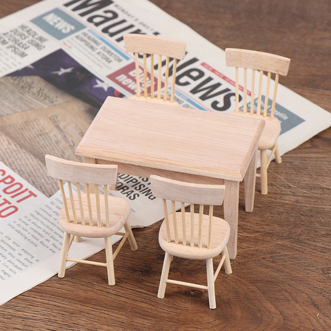1 ensemble Table à manger chaise modèle 1:12 maison de poupée Miniature meubles en bois jouet ensemble de haute qualité ► Photo 1/6