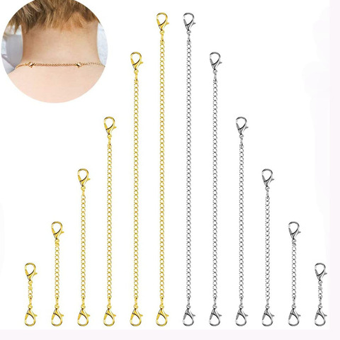 En gros 10 pièces/lot en acier inoxydable collier Bracelet Extender chaîne ensemble pour bricolage bijoux faisant deux couleurs ► Photo 1/6