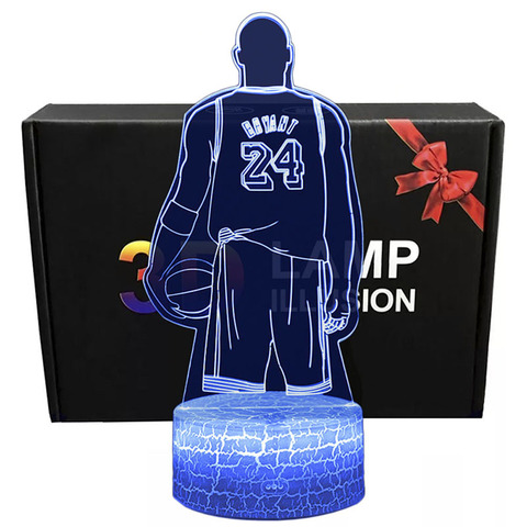 NO.24 joueur Kobe Bryant modèle Deak lampe basket étoile noir Mamba 3D illusion veilleuse sport thème vacances cadeaux ► Photo 1/5