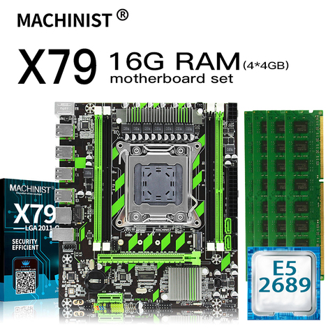 Carte mère X79 pour ordinateur de bureau, kit de composants comprenant un processeur Intel xeon E5 2011 et 16 go de RAM DDR3 (4x4 go), LGA 2689 ► Photo 1/6