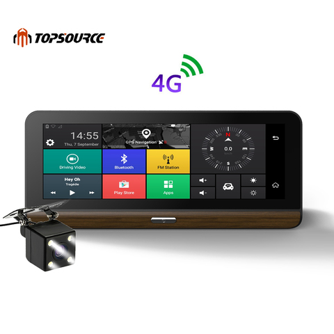 TOPSOURCE 3g/4g Voiture DVR Caméra En Charge plus 7.8 pouce Android 5.1 GPS BT Dash Cam Greffier enregistreur vidéo avec deux caméras ► Photo 1/6