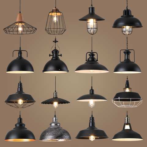 Luminaires suspendus en fer industriel rétro, créatif, pour Loft, salon de coiffure, magasin de vêtements, café, abat-jour ► Photo 1/1