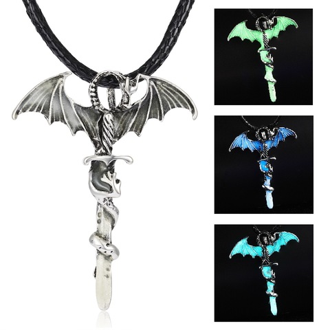 Rinhoo – collier avec pendentifs Dragon pour homme, style Steampunk, Vintage, magique, lumineux, bijoux qui brillent dans la nuit ► Photo 1/6